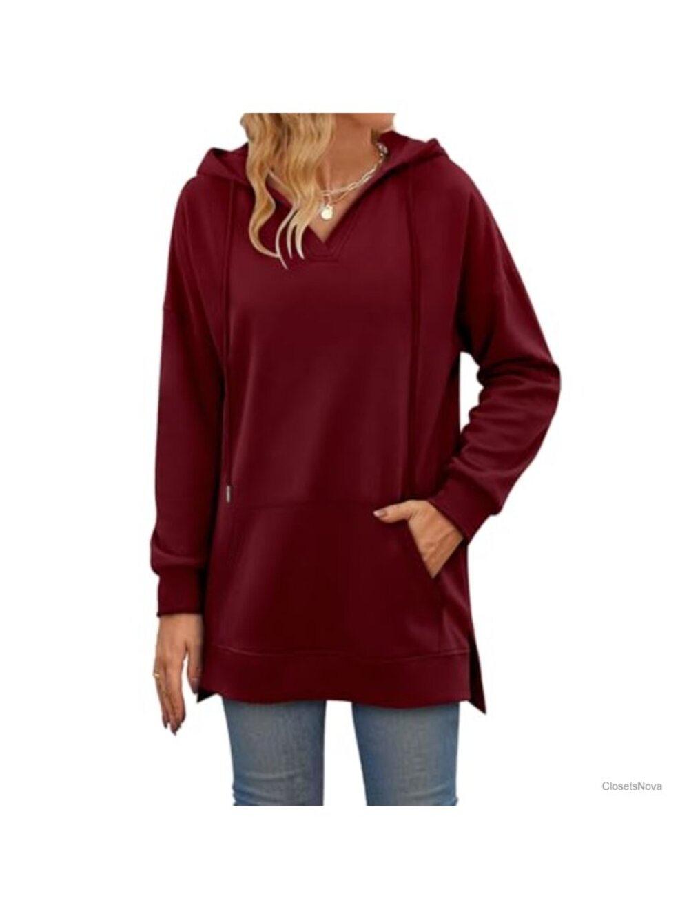 KISSMODA Women's Half Zip Oversized Hoodie Pullover Sweatshirt Cotton Blend